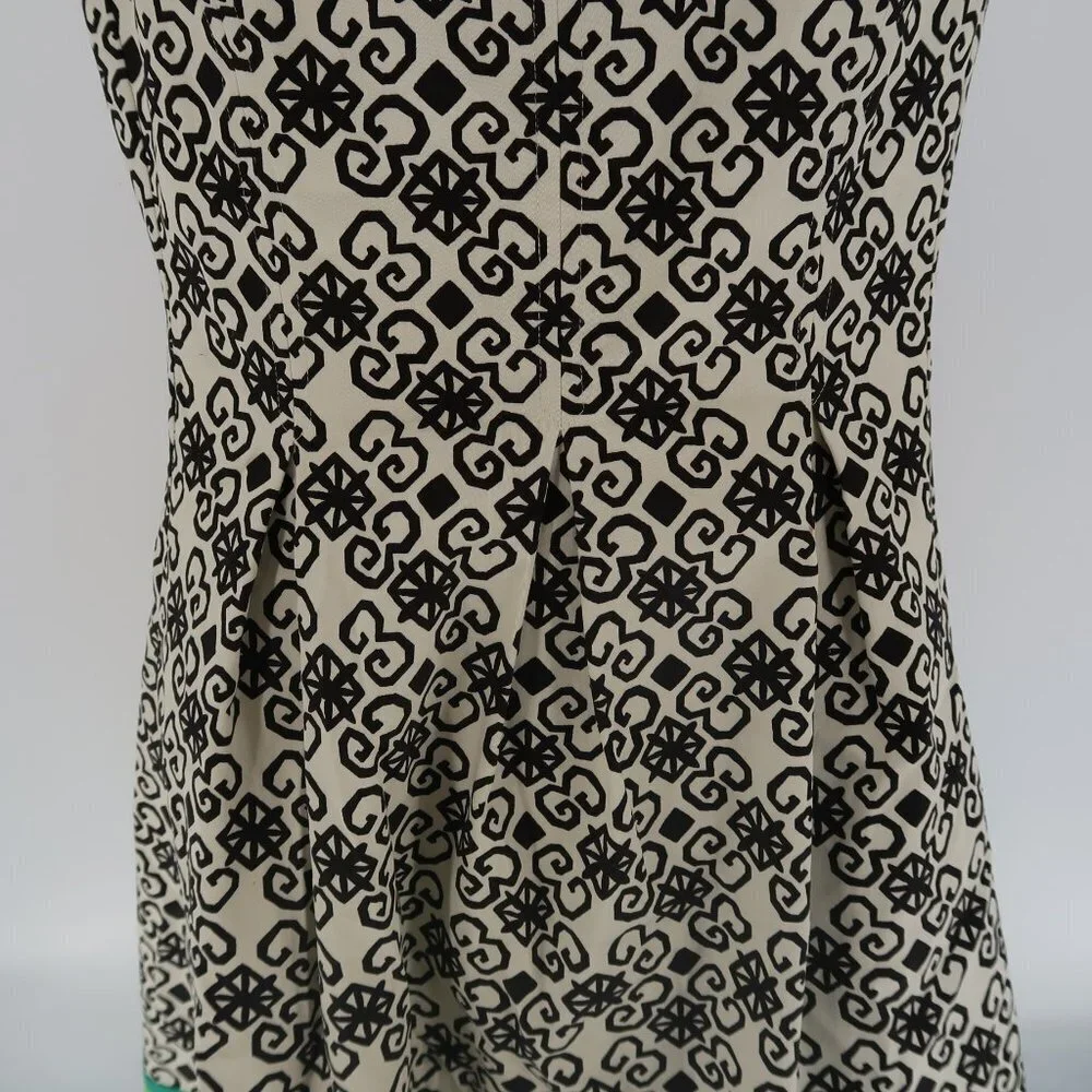 Nine West Black White w Teal/Green Stripes Sun Dress Size 12